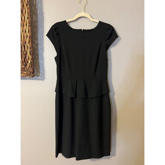 J Crew Dress 8 Black Short Sleeve Stretch Wool Career Church - Picture 10 of 10